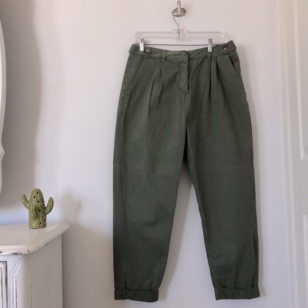Olive Pleated Full Cut “Khakis”